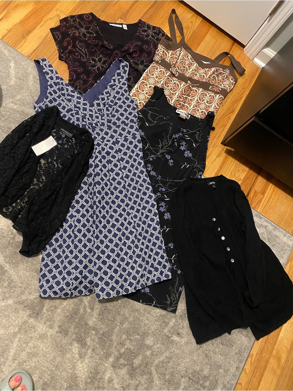 Lot Of 6 Petite Medium Dresses & Tops Lands End Ronnie Nicole Apt 9 Loft Etc